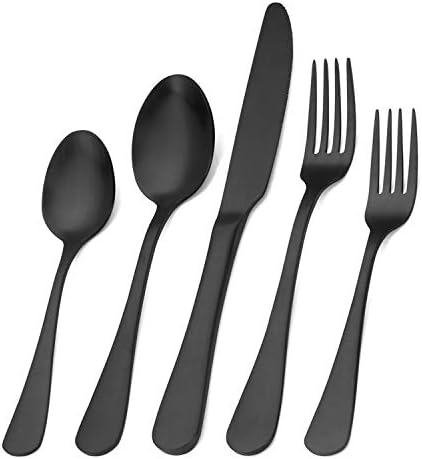 Matte Black Silverware Set, Satin Finish 20-Piece Stainless Steel