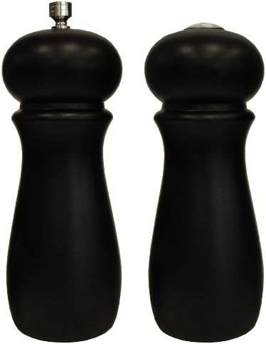 Winco Black Salt & Pepper Wood Grinder Set, 2 1/4", Rubberwood