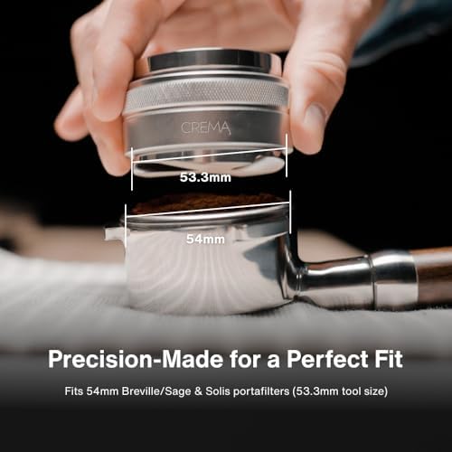 CREMA 53.3mm Tamper & Distributor for Breville, Silver