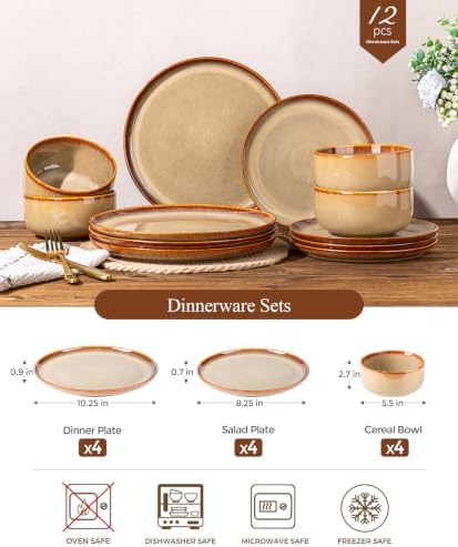 AmorArc Dinnerware Sets for 4, Ceramic Plates and Bowls Sets