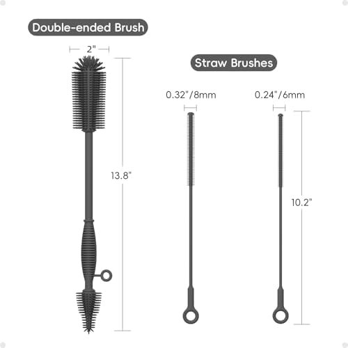 Silicone Bottle and Straw Cleaning Brush Set, 3-Piece