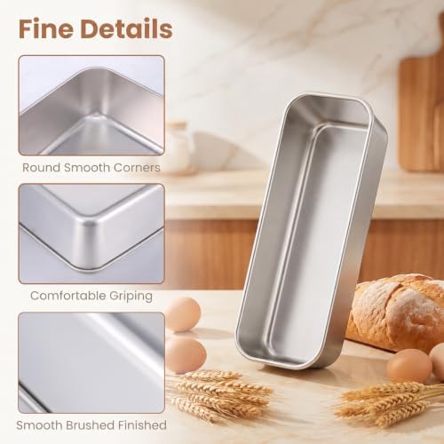 6 Pack 13 x 5.9 Inch Stainless Steel Loaf Pan Large Baking Pans for