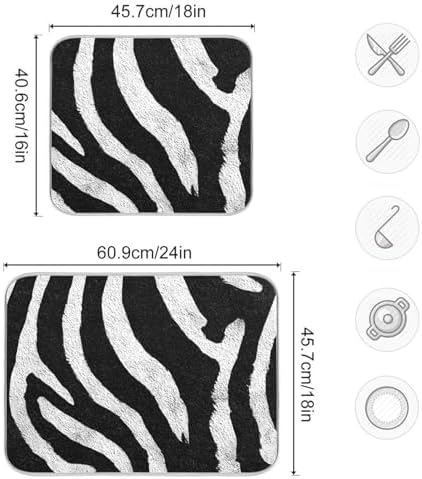 OTVEE Bold Striped Art Dish Drying Mat for Kitchen Counter Absorbent