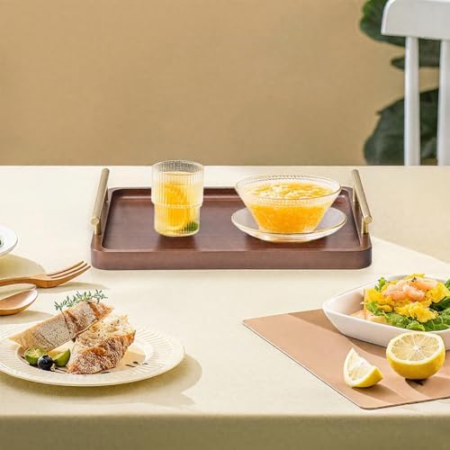 Tiiyee Bamboo Serving Tray with Handles, Ottoman Decorative Trays