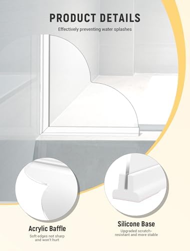 2 Packs Large Shower Splash Guard, Self-Adhesive Water Blocking for