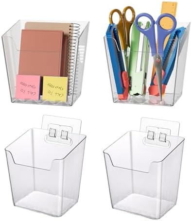 Clear Adhesive Wall Storage Bins 4-Pack Cabinet Door Organizer