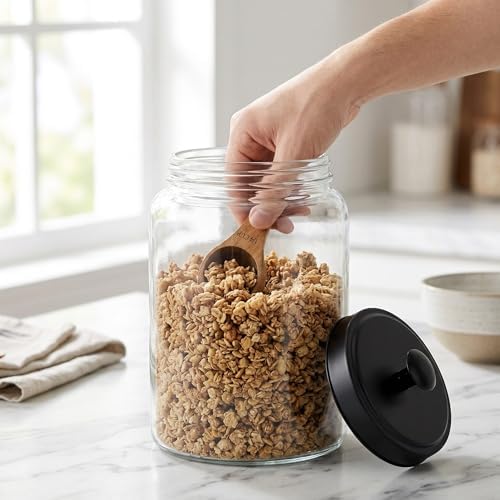 Pumtus 2 Pack Large Glass Jars with Metal Lid, 1 Gallon Clear Cookie