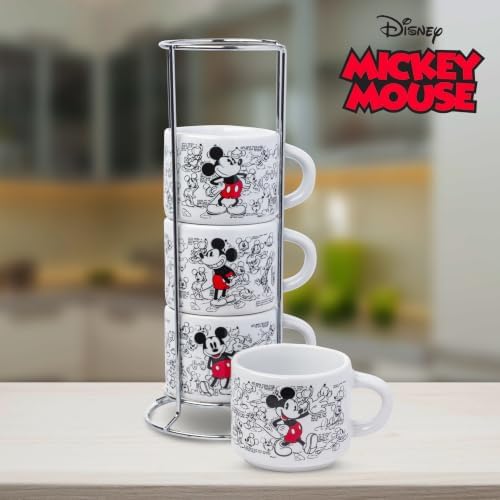 Silver Buffalo Disney Mickey Mouse Ceramic, Espresso Cup Stack, 4pk