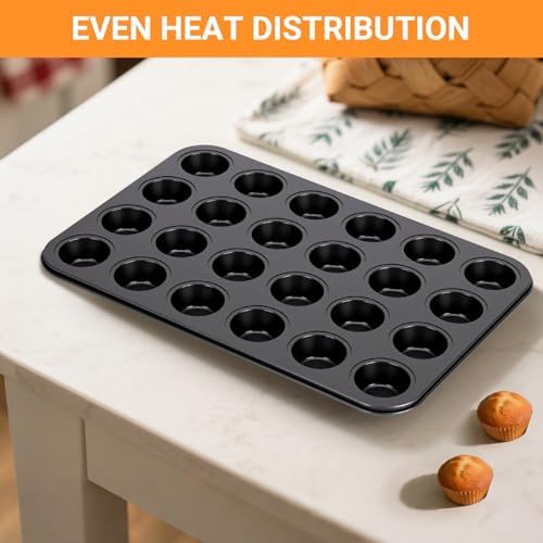 2 Pack Mini Muffin Pan Nonstick 24 Cup, Mini Cupcake Pans for Baking