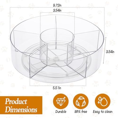 Rotating Lickable Cat Treats Organizer with 6 Compartments, Clear Lazy