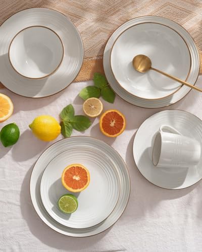 Famiware Jupiter Dinnerware Sets, Stoneware Dishes for 8, Plates and Bowls