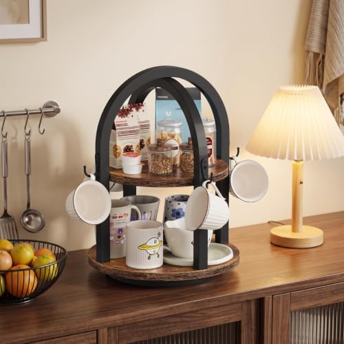 HOOBRO Rotating Coffee Mug Holder, 2‐Tier Coffee Cup Holder with 4