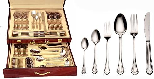 "Euro" 75-Piece Flatware Set, Silverware Cutlery Dining Service for