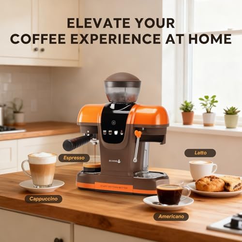 RECAFIMIL Semi-Automatic Espresso Machine with Grinder, 20 Bar