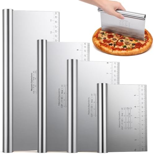 4Pcs Dough Cutter Set, Stainless Steel 12/10/8/6" Bench Scraper