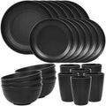 Quatish 24 Piece Plates and Bowl Set for 6, Dinnerware Dish Set for