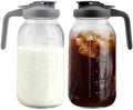 Heavy Duty Mason Jar Pitcher, 64 oz Glass Pitcher with Lid 2 Pack