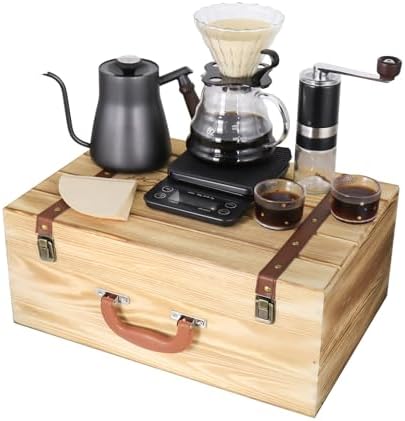 SOTECH Pour Over Coffee Maker Set, 2 Cup, Wooden Suitcase