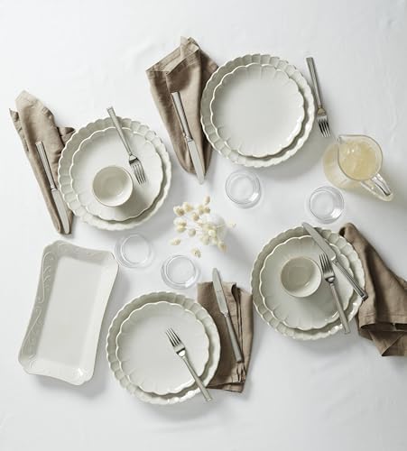 Lenox French Perle Scallop White Stoneware 24-Piece Dinnerware Set for 8
