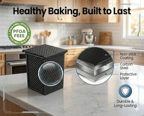 Mini Pullman Loaf Pan with Lid, 2-Pack 4 Inch Pan, Black