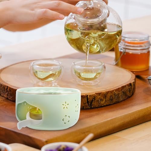 Ceramic Teapot Warmer Base with Candle Holder, Hollow Design