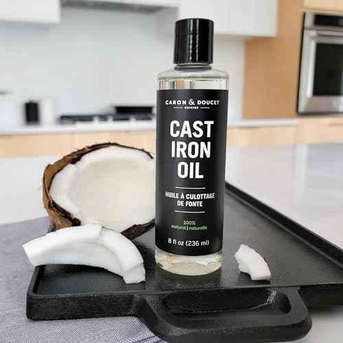 CARON & DOUCET - Cast Iron Cleaning & Conditioning Set: Seasoning Oil & Cleaning Soap | 100% Plant-Based | Best for Washing, Restoring & Seasoning Cast Iron Skillets, Pans & Grills! 8oz Each