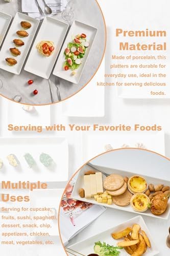 LAUCHUH Serving Platters for Party, 14-inch Porcelain Rectangle Plates