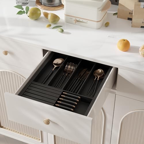 Utensil Organizer Silverware Tray for Drawer - Bamboo Knife Drawer