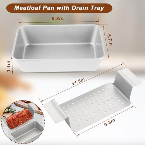 Meatloaf Pan with Drain Tray, Nonstick Loaf Pan Set of 2
