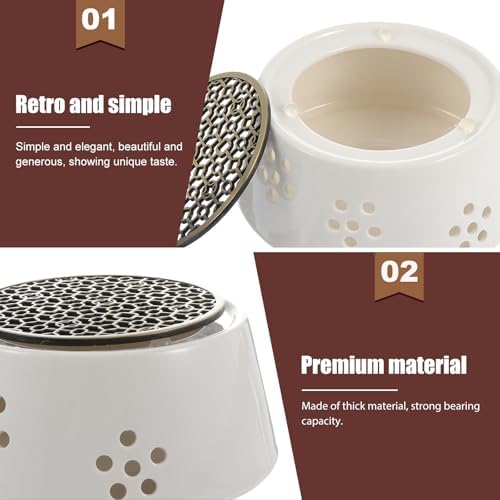 Ceramic Teapot Warmer White Zinc Alloy Base for Gentle Heat
