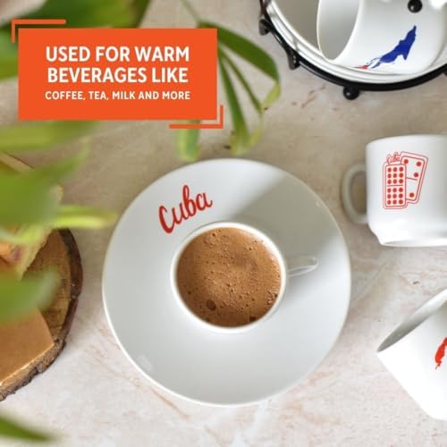 IMUSA 8 Piece Stoneware 1.5 Oz Cuba Espresso Coffee Set with Rack