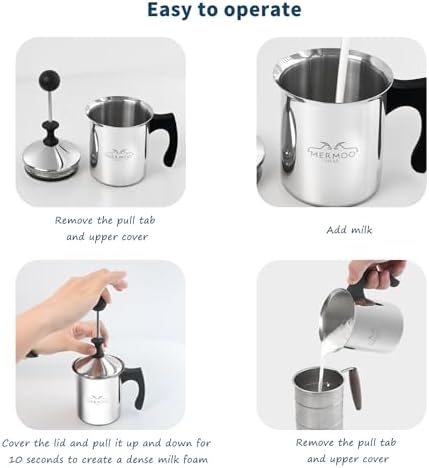 MERMOO YILAN Stovetop Milk Frother 27oz Manual Milk Foamer