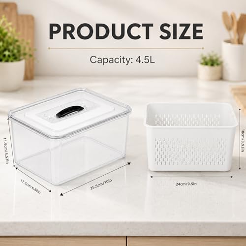 Fridge Fruit Storage Containers with Miesoo Design, 4.5L Produce Saver