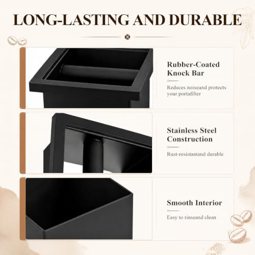 Mimorou Set of 2 Espresso Coffee Ground Knock Box Chute, Built-in