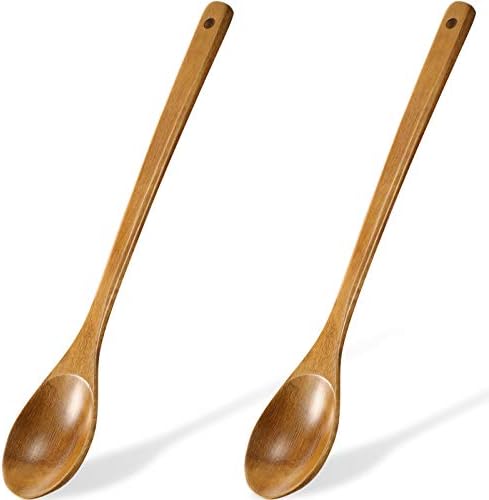 2 Pieces 16.5 Inch Wooden Mixing Spoon with Long Handle Non Stick
