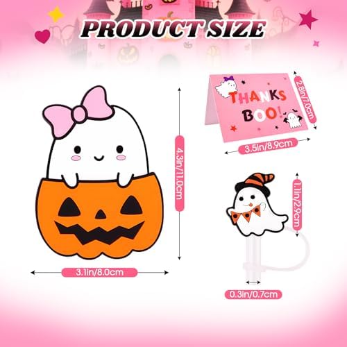 Halloween Glass Cups with Lids and Straws, Cute Halloween Gifts Basket
