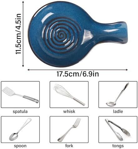 JINIHFW Spoon Rest for Kitchen, Ceramic Spoon Holder for Stove Top