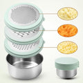 Stainless Steel Box Grater with Container, Mint Green