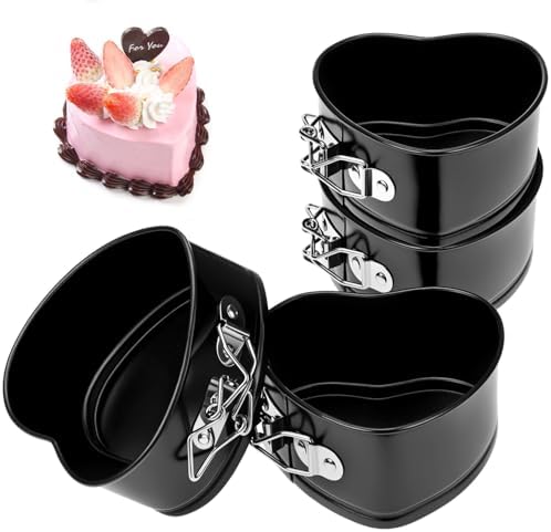 QWORK Springform Cake Pan Set - 4 Pack 4-Inch Non-Stick Leakproof