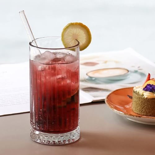16oz Glass Cups for Kitchen Tall Drinking Glasses Set of 4