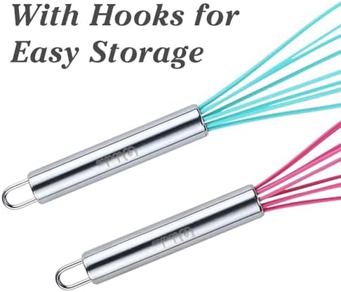 Webake 8 Inch and 10 Inch Silicone Whisk Set of 4, Egg Beater Whisk