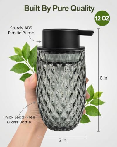 2 Pack Grey Glass Foaming Soap Dispensers
