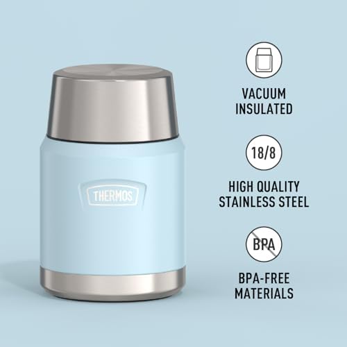 THERMOS ICON Stainless Steel Food Jar with Spoon, 16 Ounce, Glacier