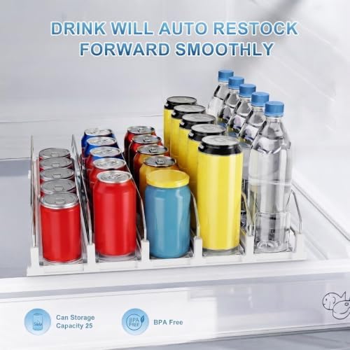 Dayacoco Self-Pushing Soda Can Organizer, 5 Rows, White