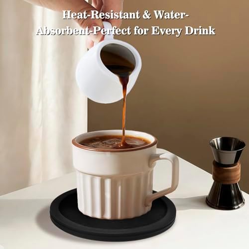 Sleek Absorbent Coasters with Holder – Silicone Cup Mat with Removable
