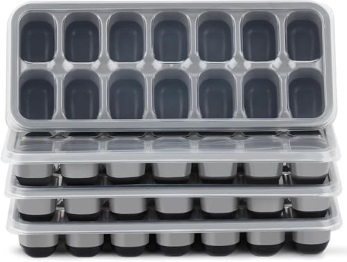 Ice Cube Tray 4 Pack, Easy-Release & Flexible 56 pcs Silicone Ice Cube