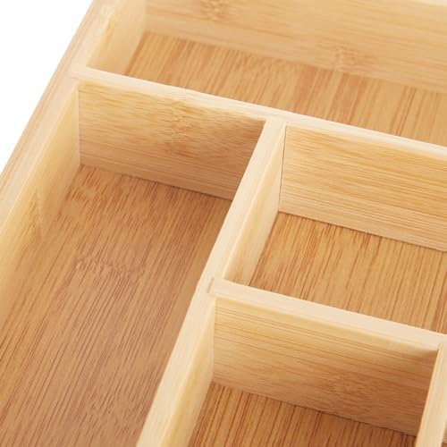 Juvale Silverware Organizer Tray - Brown Bamboo, 6-Slot, 14.5 x 10.25