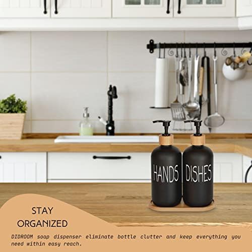 Glass Hand and Dish Soap Dispenser Set, Matte Black