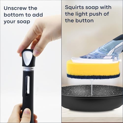 RIMAY Dish Brush Soap Dispenser, 2 Sponge Refills