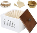 Wooden Coffee Filter Holder - Container With Lid, Rustic Dispenser